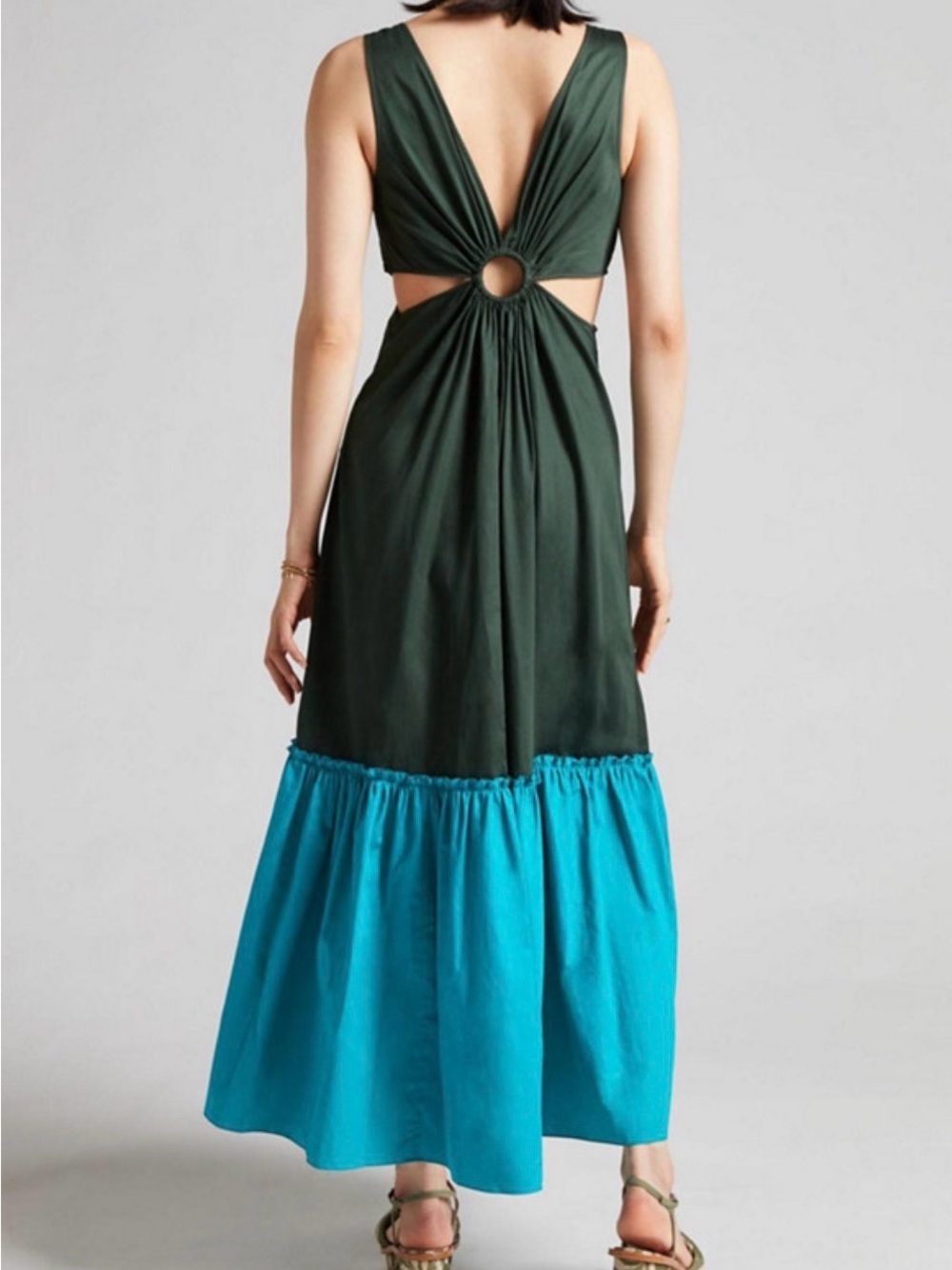 En Creme Yellow and Red Ring-Cutout Maxi Dress - Picture 3 of 14